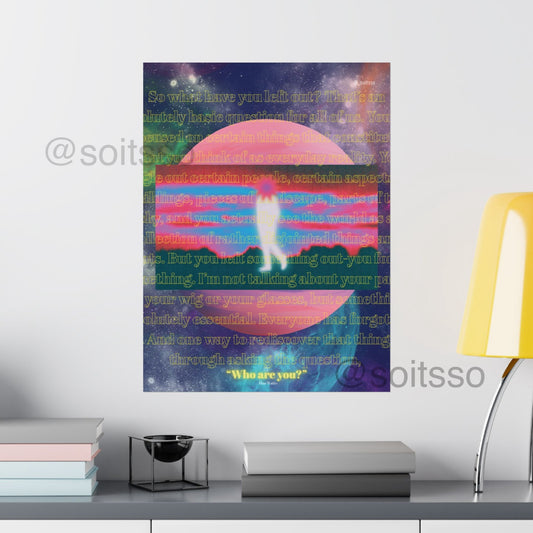 Surreal Poster — "Who Are You?-Alan Watts quote" Matte Vertical Art Print