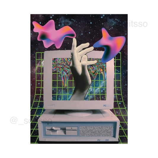 "Computer Escape" Surreal Aesthetic Matte Vertical Art Poster