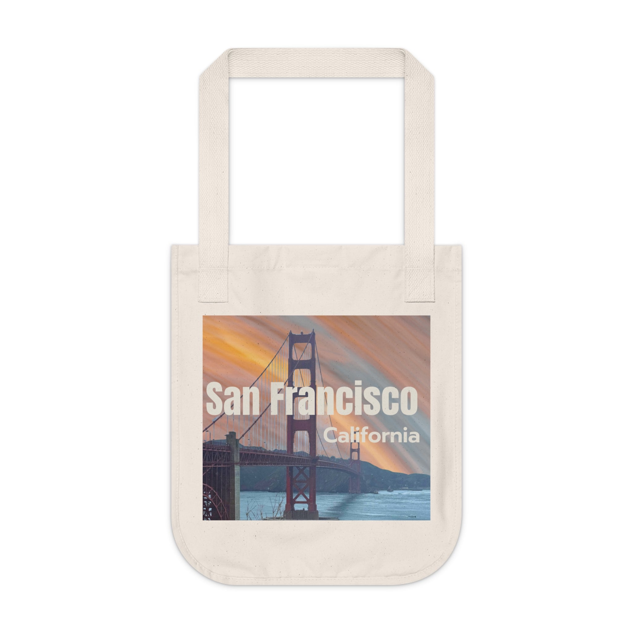 San Francisco Golden Gate Tote Bag — California Cityscape Organic Canvas Tote