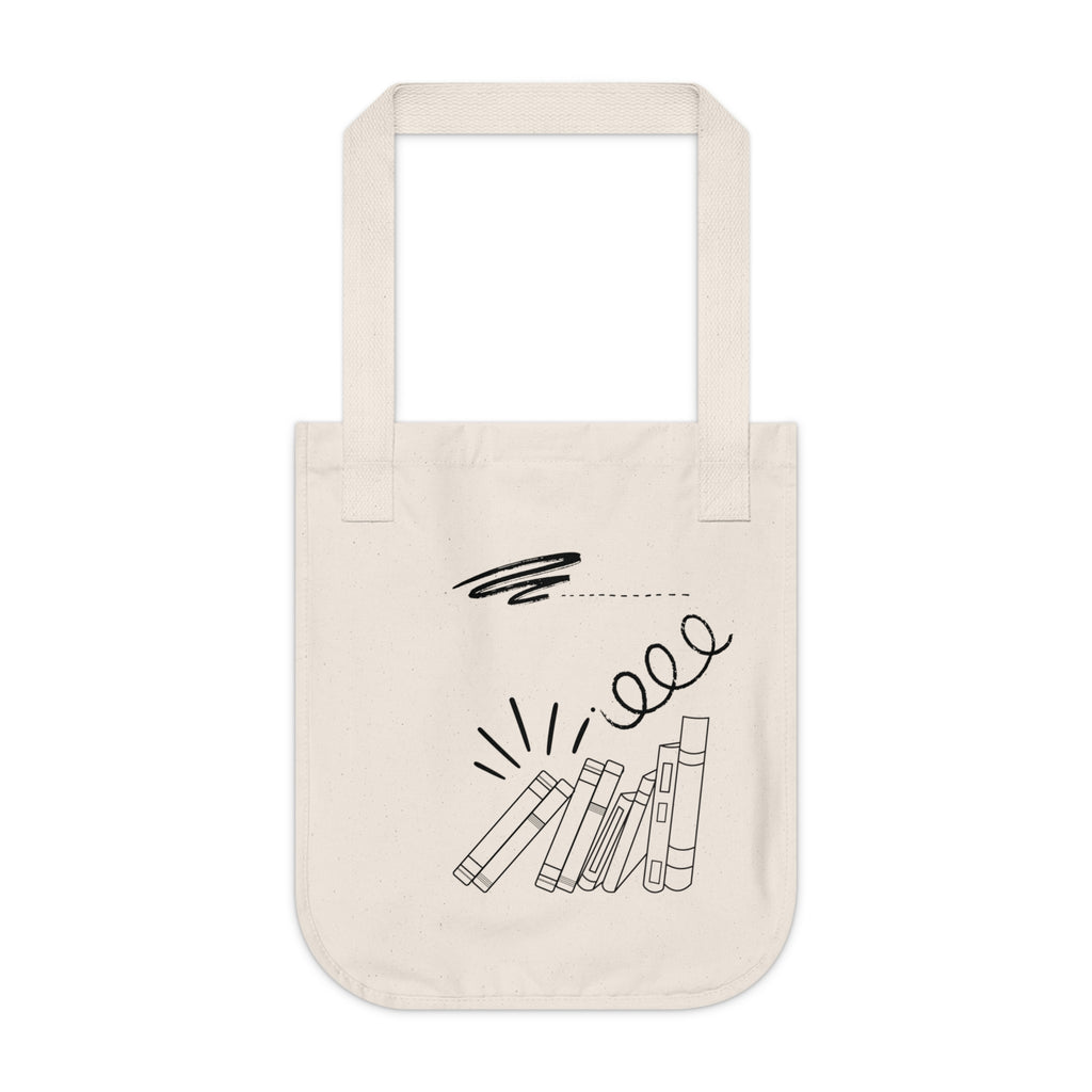 Canvas Tote Bag — Minimalist Books & Doodle Eco Tote Readers Teachers Students
