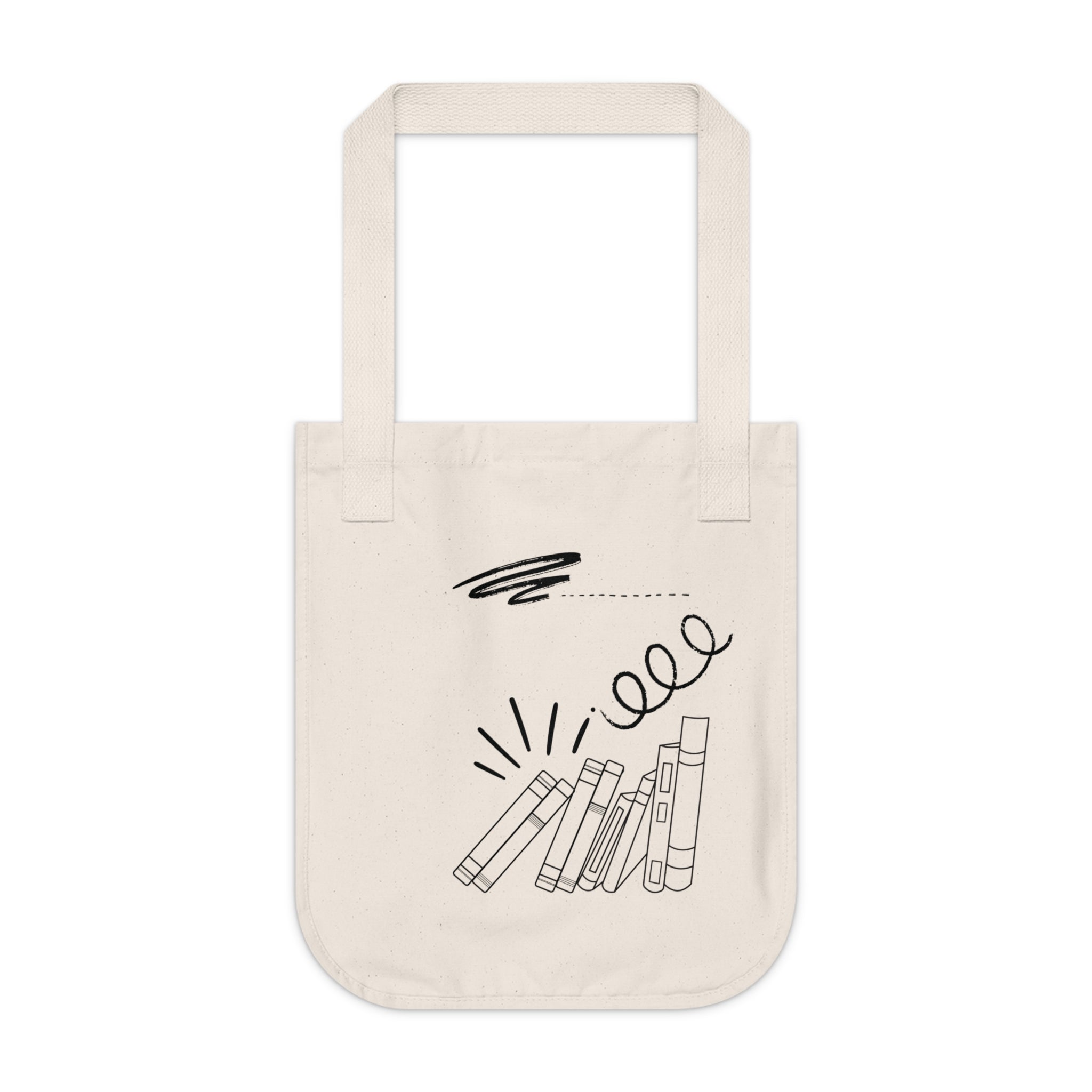 Canvas Tote Bag — Minimalist Books & Doodle Eco Tote Readers Teachers Students