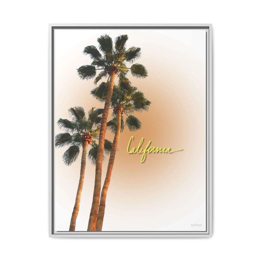 California Palm Tree Matte Canvas Print — Framed Sunset Wall Art