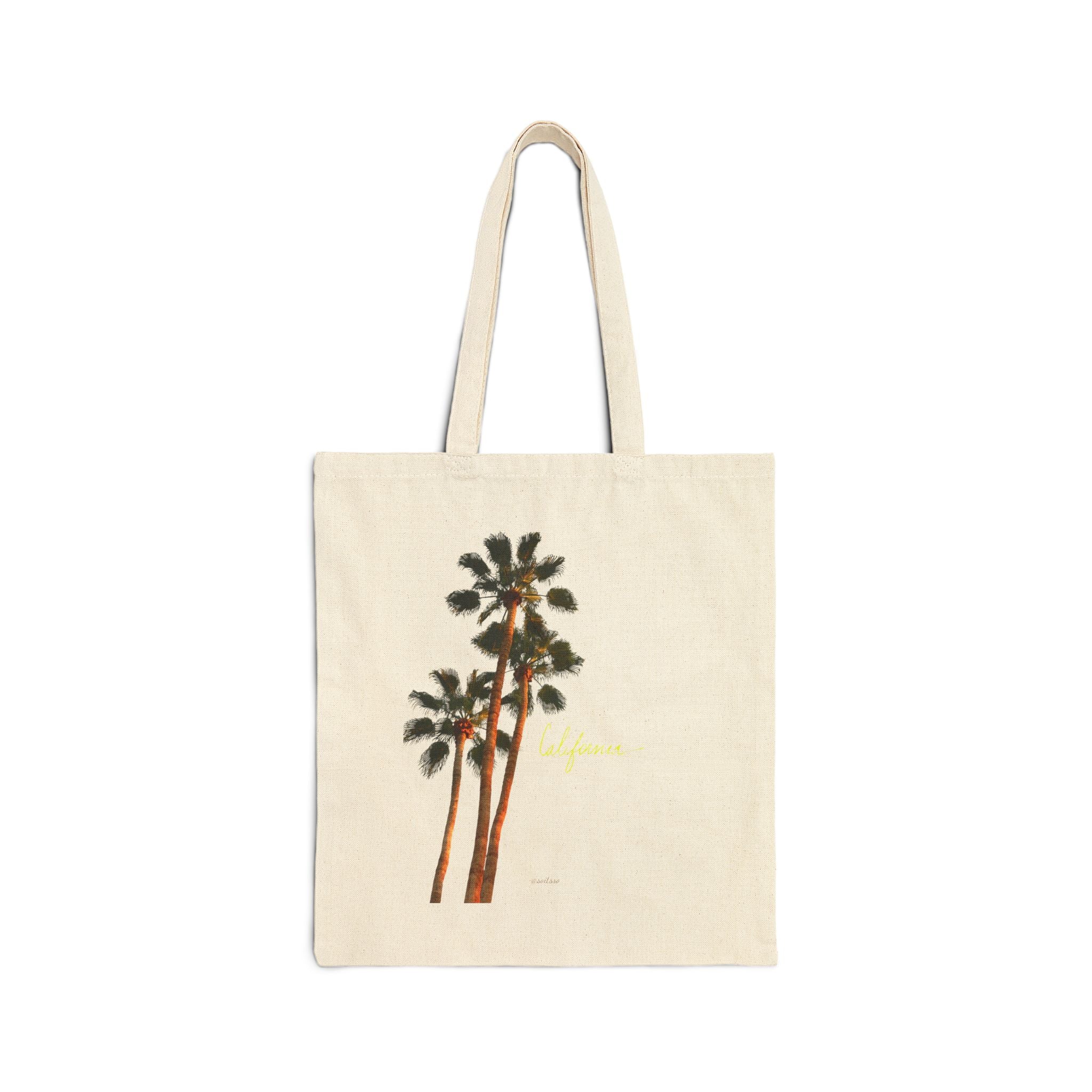 Canvas Tote Bag Vintage Palm Tree Print