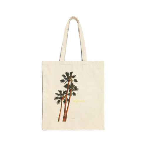 Canvas Tote Bag Vintage Palm Tree Print