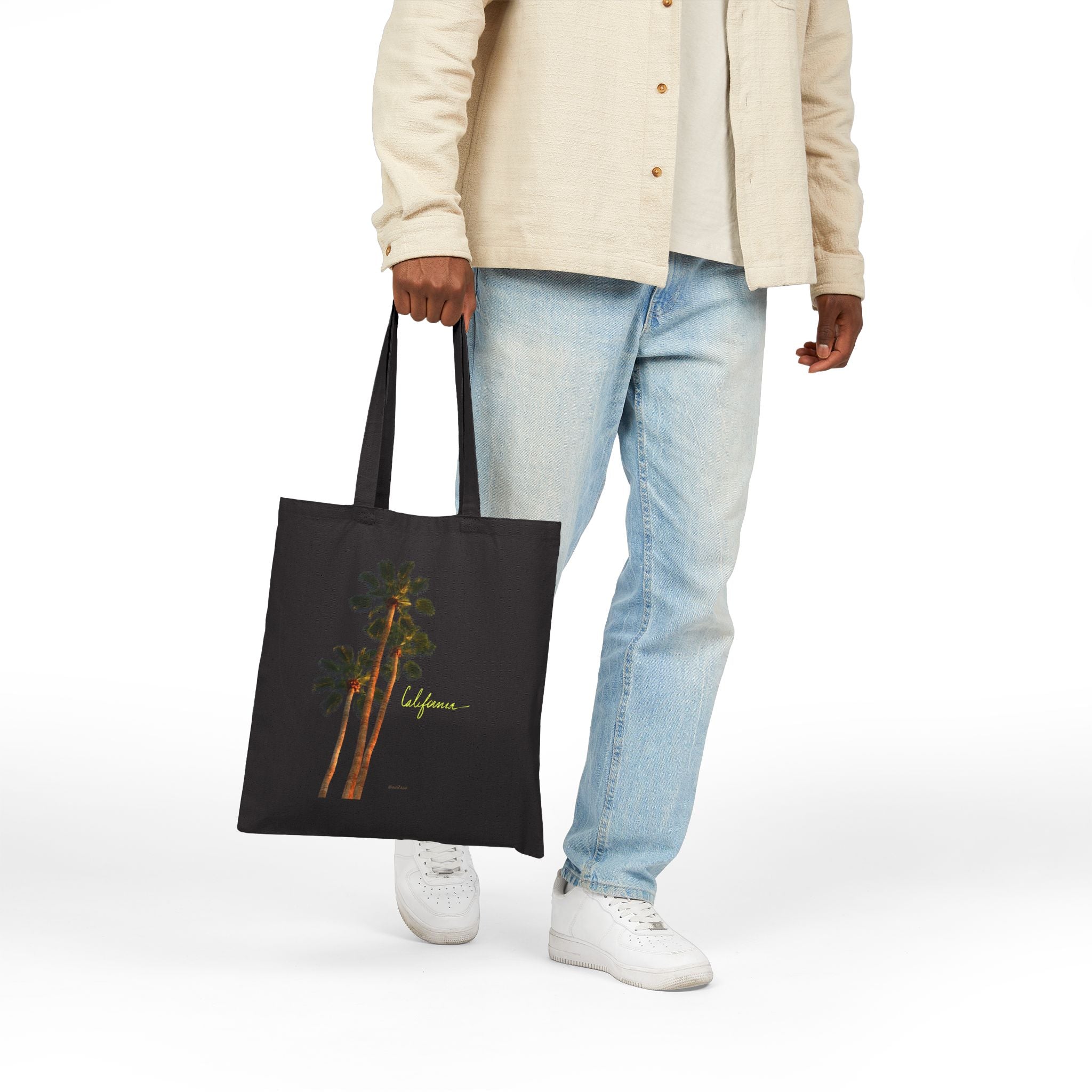 Canvas Tote Bag Vintage Palm Tree Print