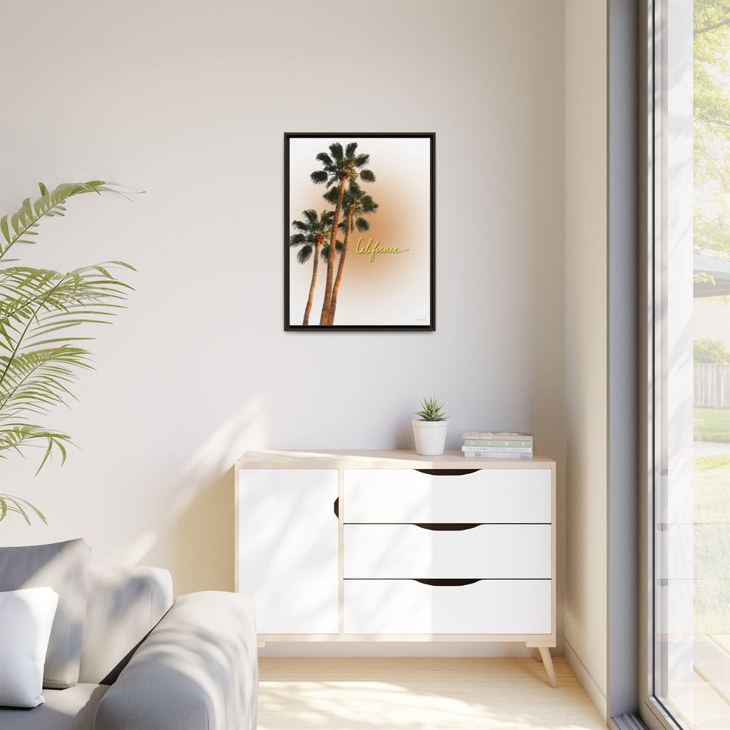 California Palm Tree Matte Canvas Print — Framed Sunset Wall Art