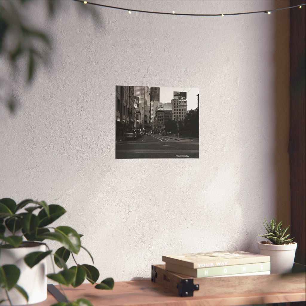 Matte Horizontal Poster — Black & White Urban Street Cityscape