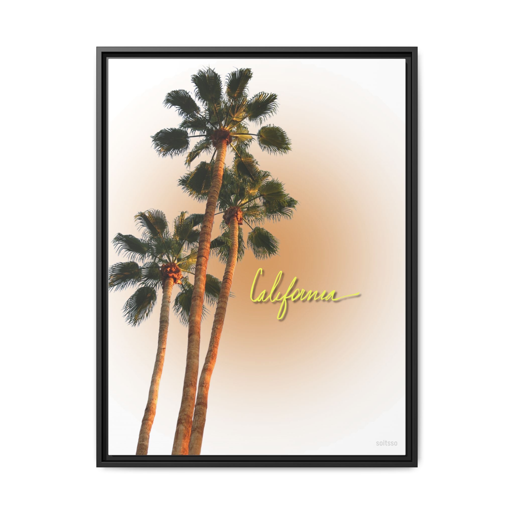 California Palm Tree Matte Canvas Print — Framed Sunset Wall Art