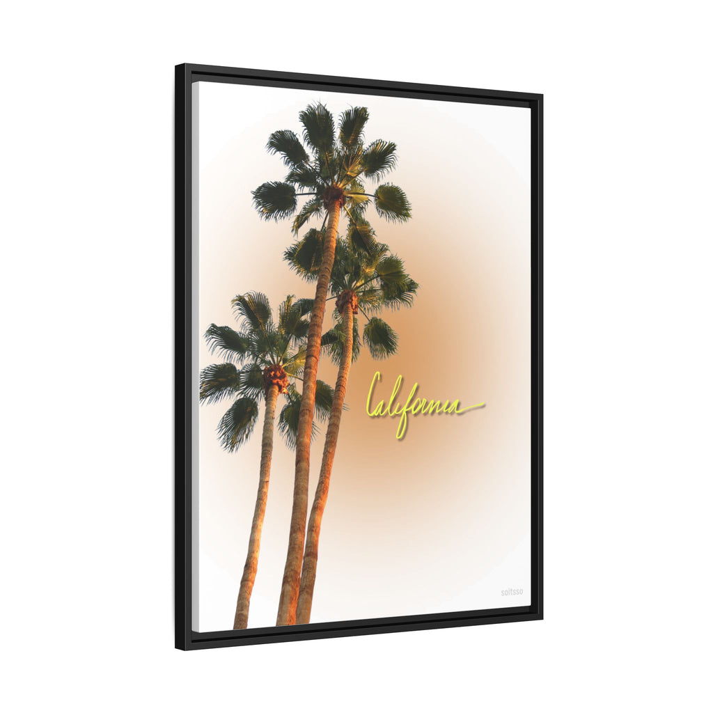 California Palm Tree Matte Canvas Print — Framed Sunset Wall Art