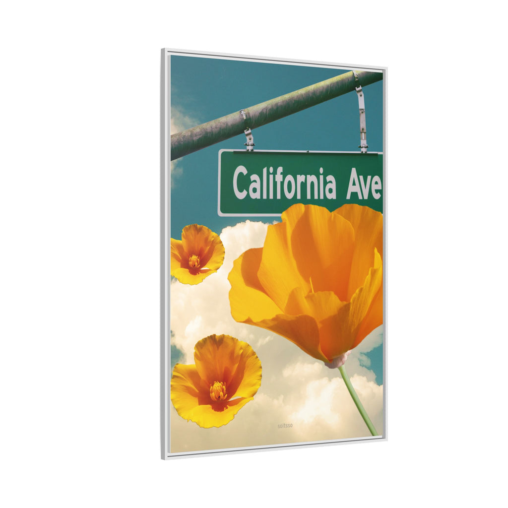 California Ave Poppy Art Print — Framed Matte Canvas