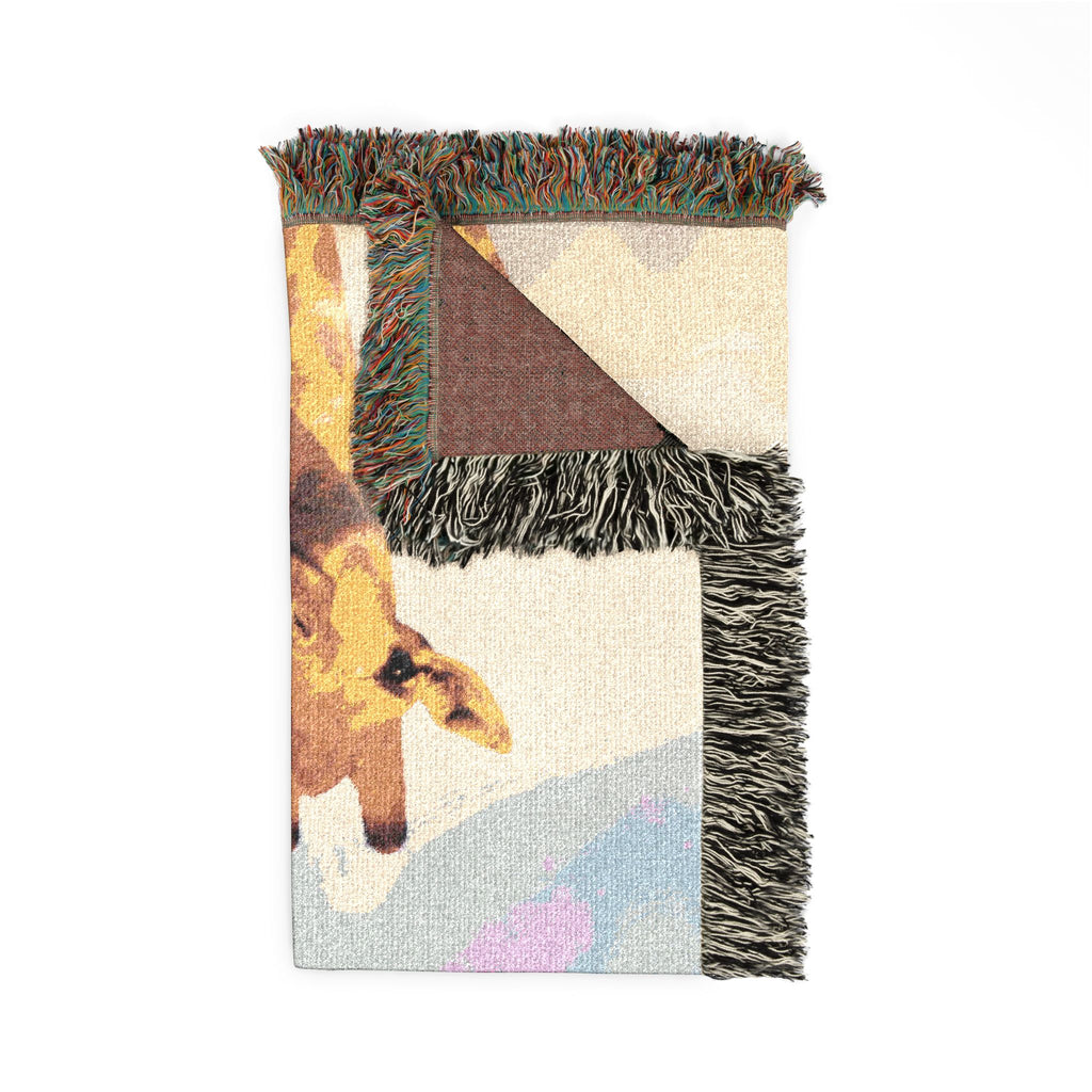 Wanderlust Giraffe Woven Blanket — Cozy Animal Throw for Nursery, Kids, Home