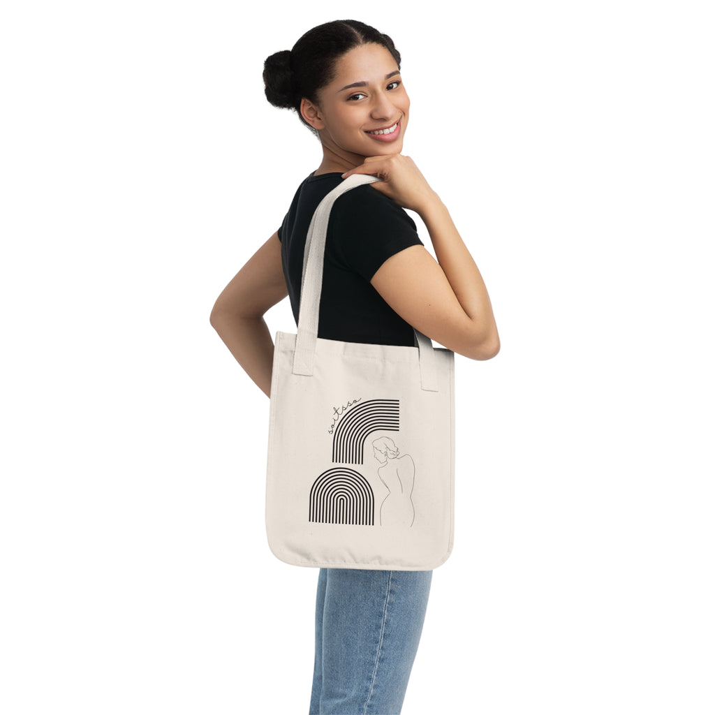 Abstract Line Art Tote Bag — Minimal Figure & Arches Canvas Tote