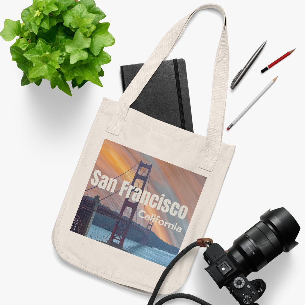 San Francisco Golden Gate Tote Bag — California Cityscape Organic Canvas Tote