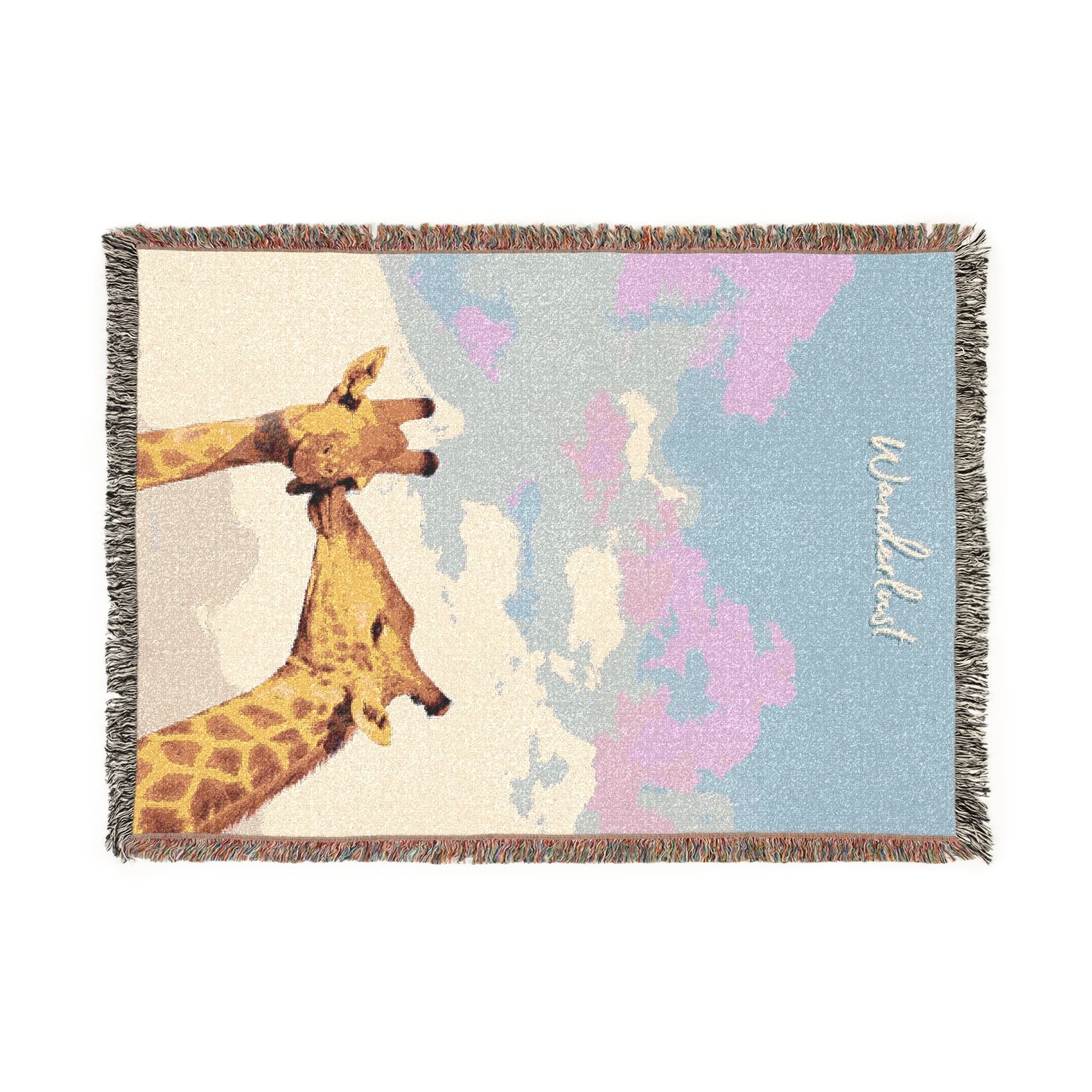 Wanderlust Giraffe Woven Blanket — Cozy Animal Throw for Nursery, Kids, Home