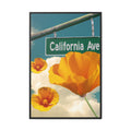 California Ave Poppy Art Print — Framed Matte Canvas