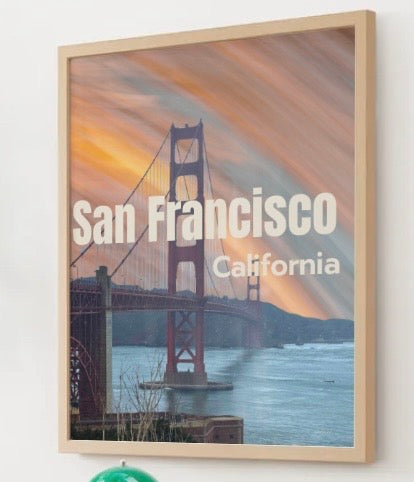 San Francisco Golden Gate Matte Framed Canvas — California Travel Wall Art