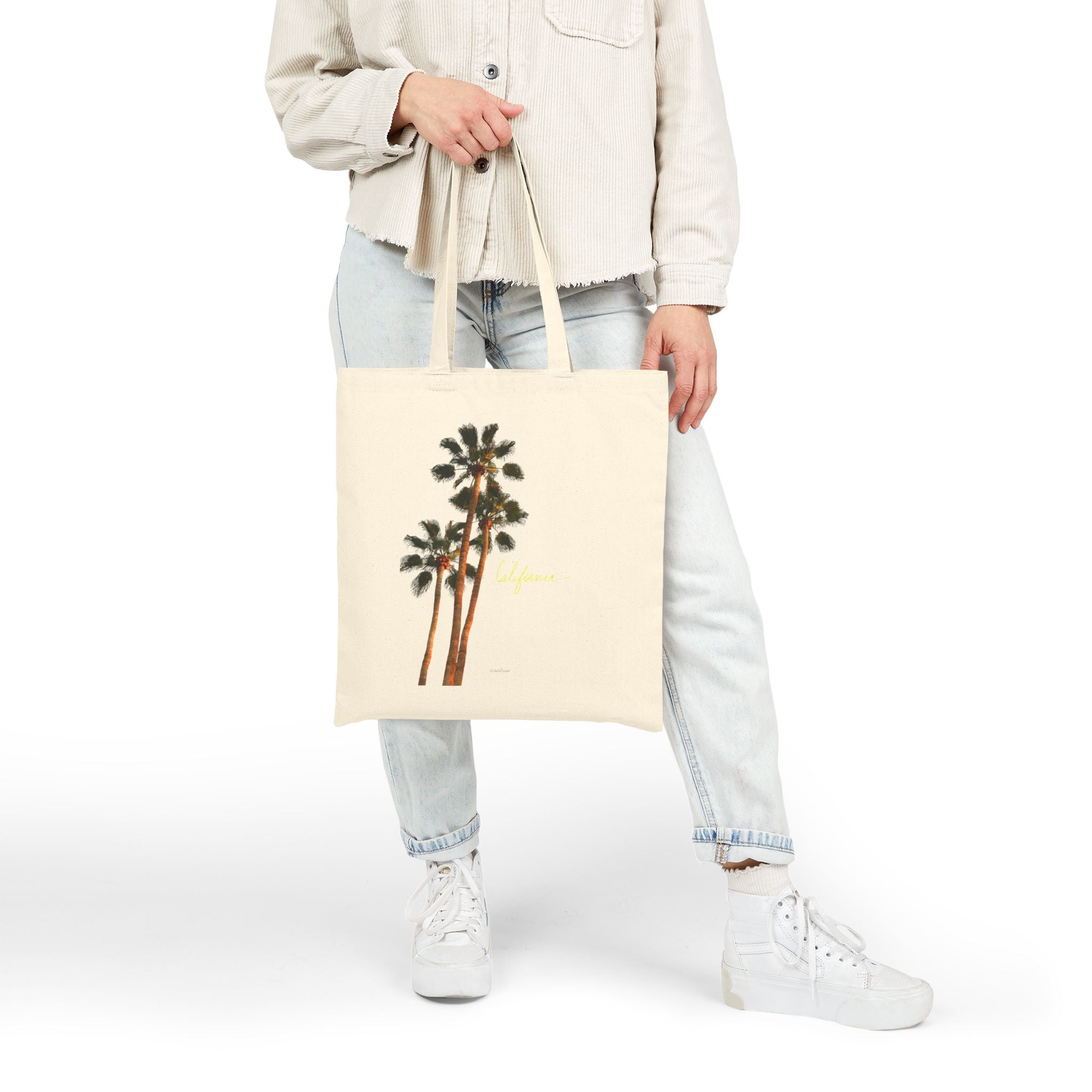 Canvas Tote Bag Vintage Palm Tree Print