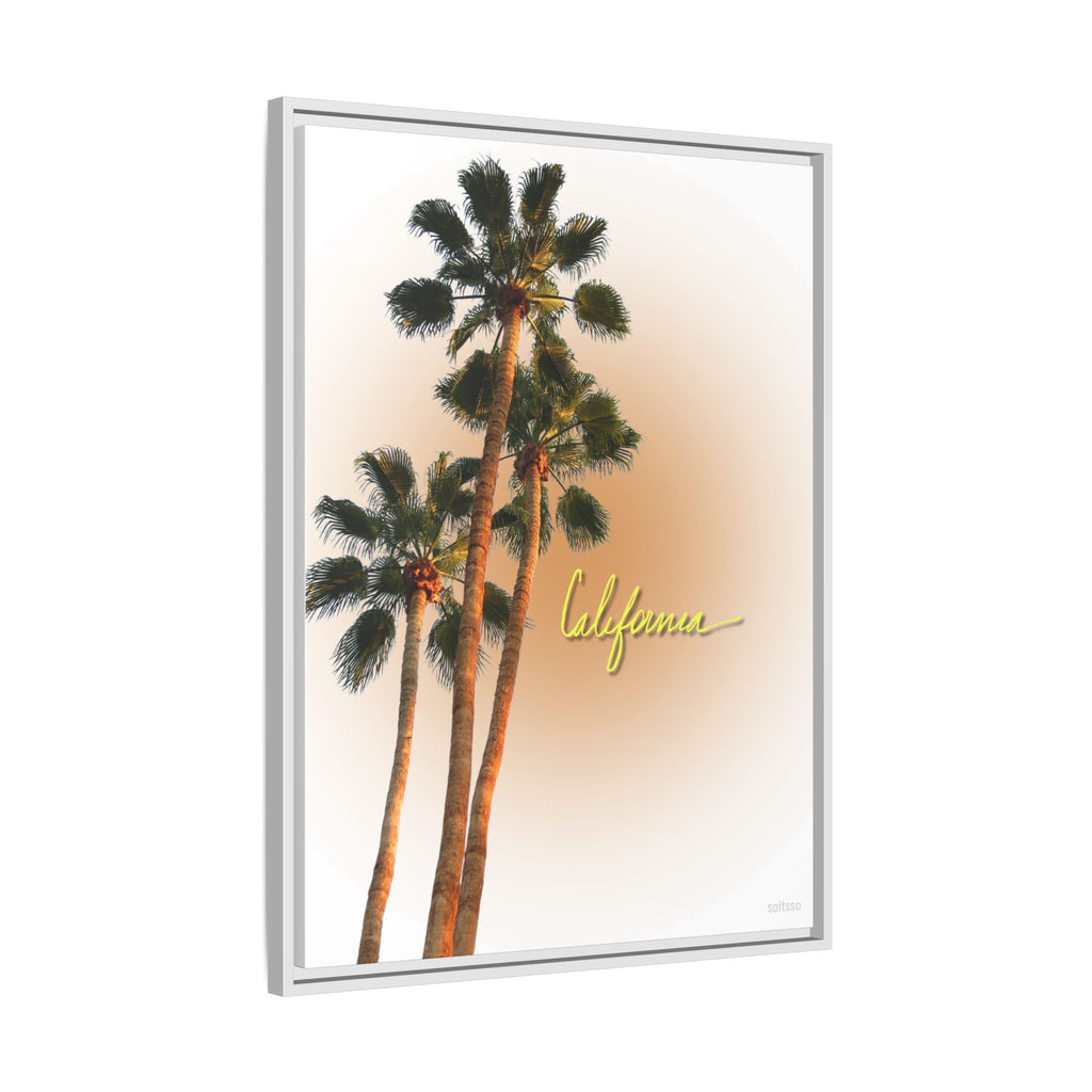 California Palm Tree Matte Canvas Print — Framed Sunset Wall Art