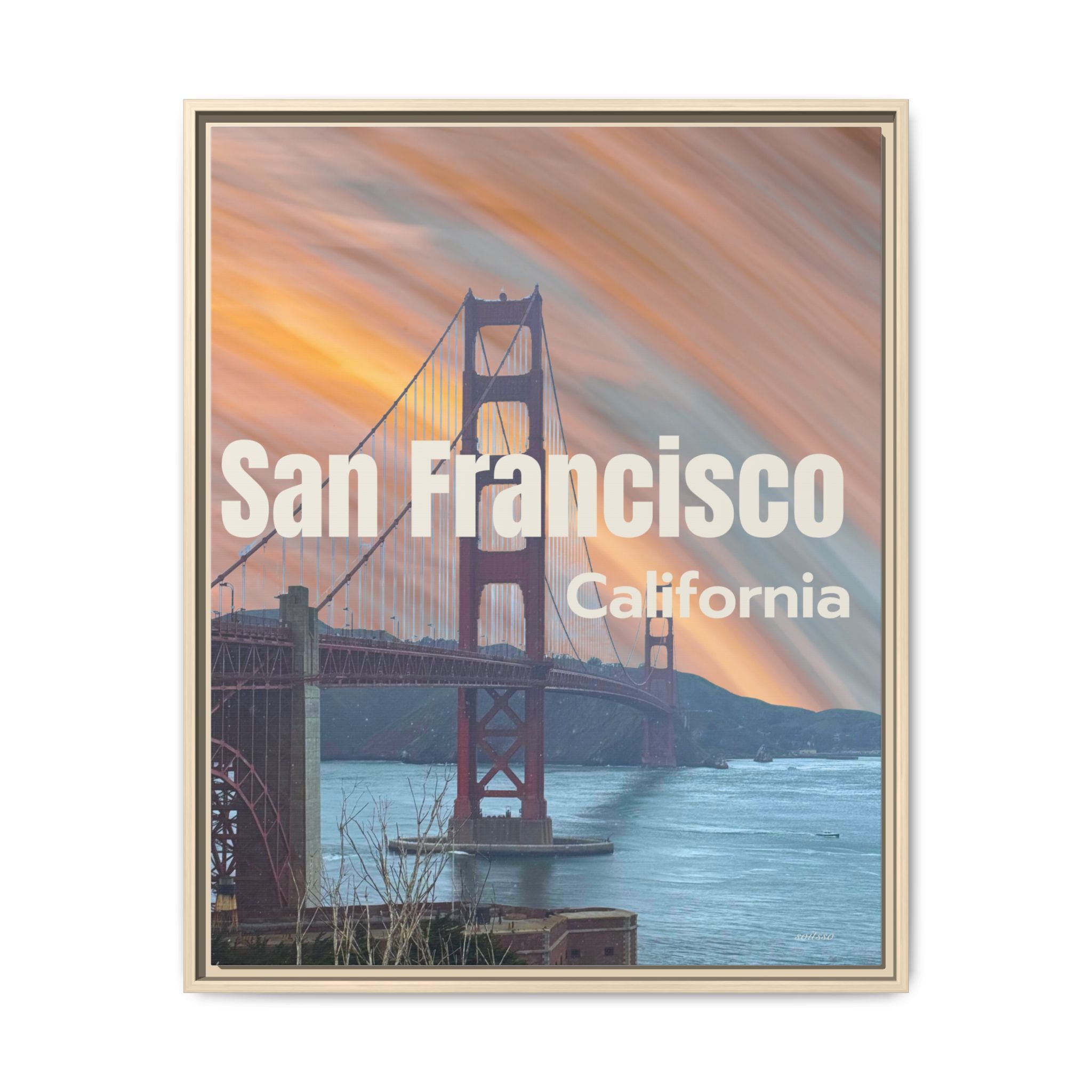 San Francisco Golden Gate Matte Framed Canvas — California Travel Wall Art
