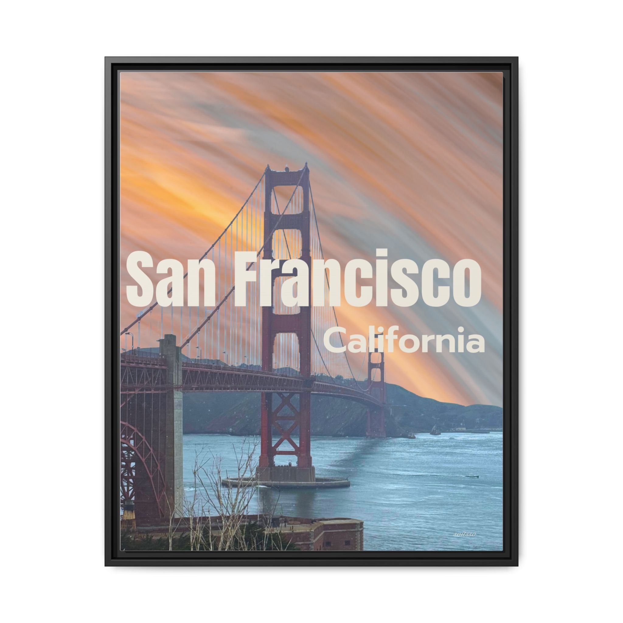 San Francisco Golden Gate Matte Framed Canvas — California Travel Wall Art