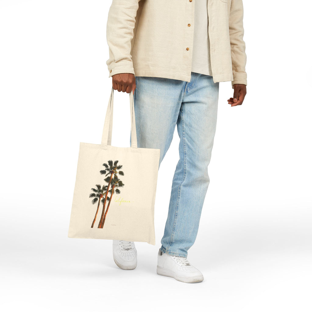 Canvas Tote Bag Vintage Palm Tree Print
