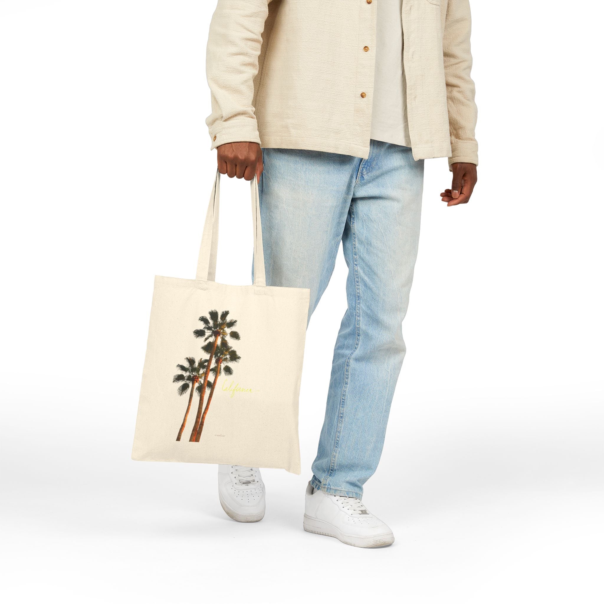 Canvas Tote Bag Vintage Palm Tree Print