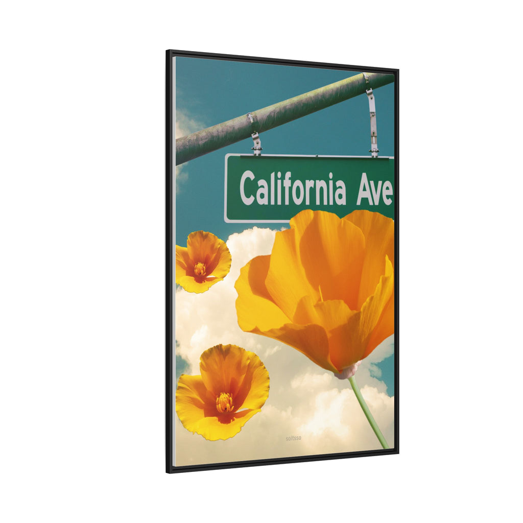 California Ave Poppy Art Print — Framed Matte Canvas