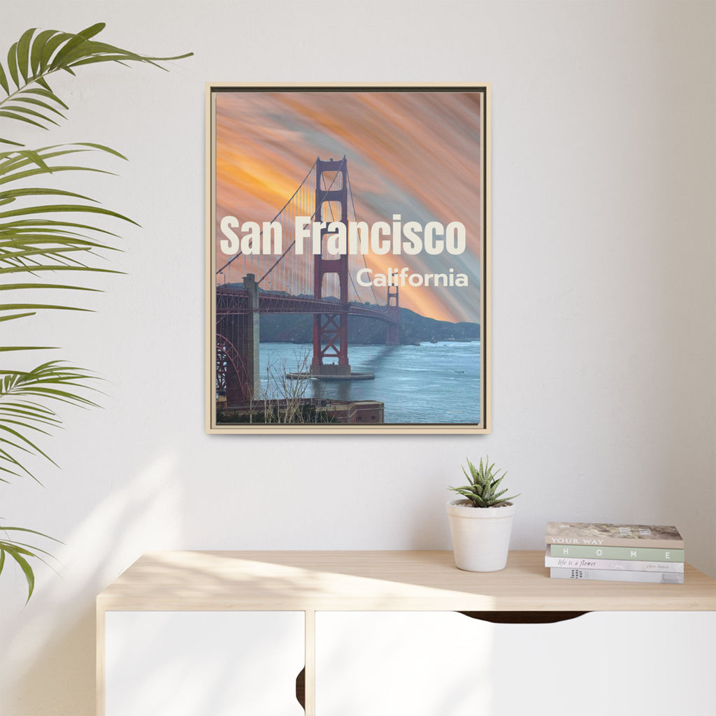 San Francisco Golden Gate Matte Framed Canvas — California Travel Wall Art