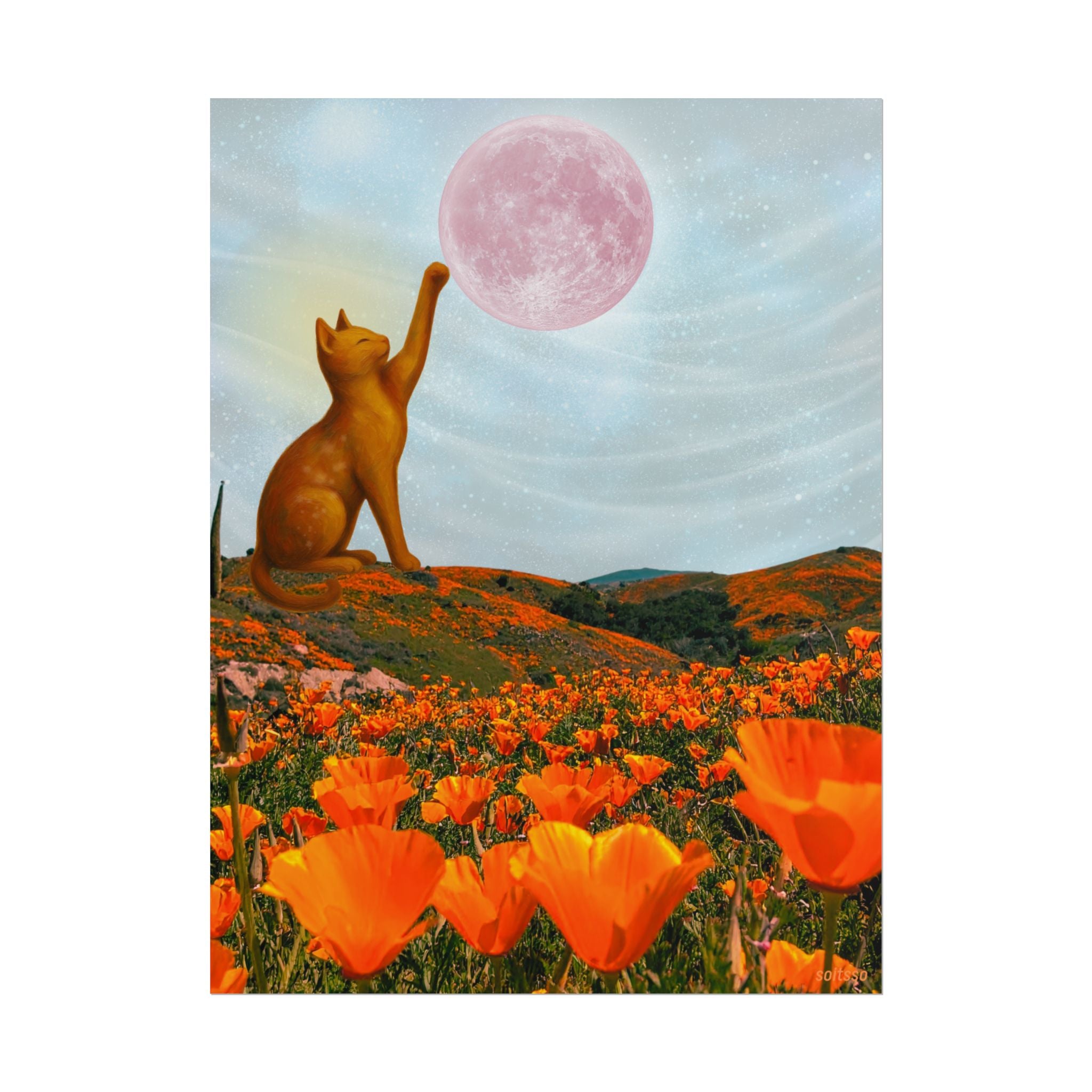 Dreamy Poppy Field Rolled Art Print