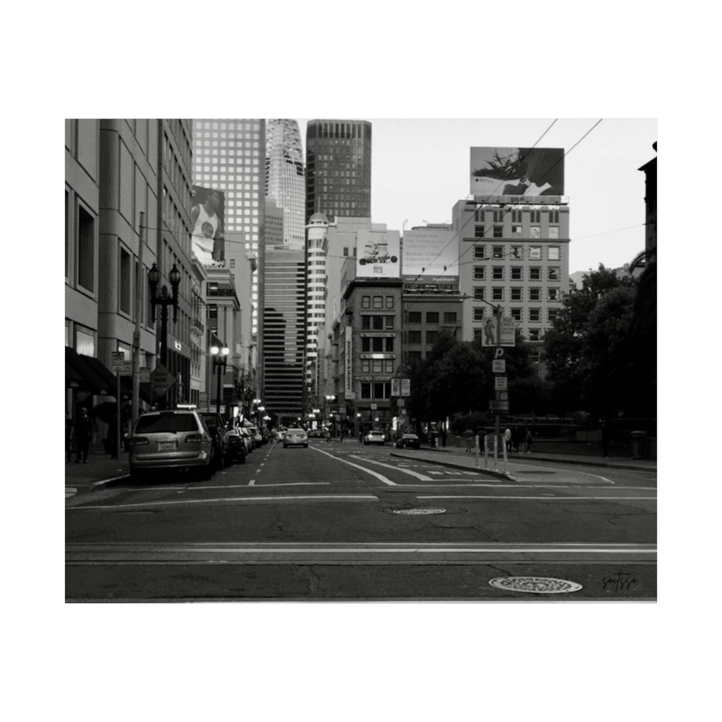 Matte Horizontal Poster — Black & White Urban Street Cityscape