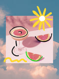 Summer on the Wall Print — colorful cocktail and grapefruit collage wall art